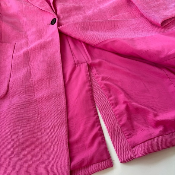 Halogen Women's Bright Pink Corduroy Trench Jacket Ribbed Lightweight Size 2X - Picture 5 of 10